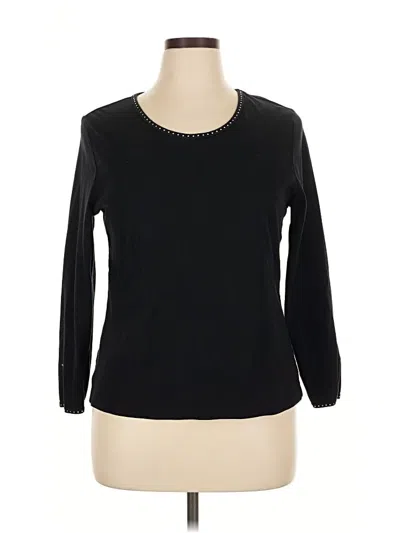 Pre-owned Venezia Long Sleeve Top Black Crew Neck Tops