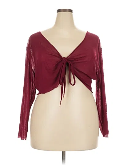 Pre-owned Venezia Long Sleeve Top Burgundy Plunge Neckline Tops