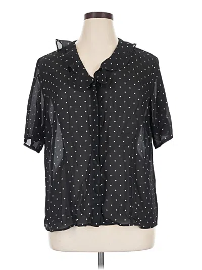 Pre-owned Venezia Short Sleeve Blouse In Black
