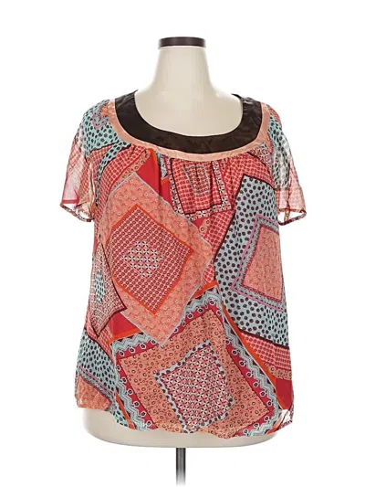 Pre-owned Venezia Short Sleeve Blouse In Red