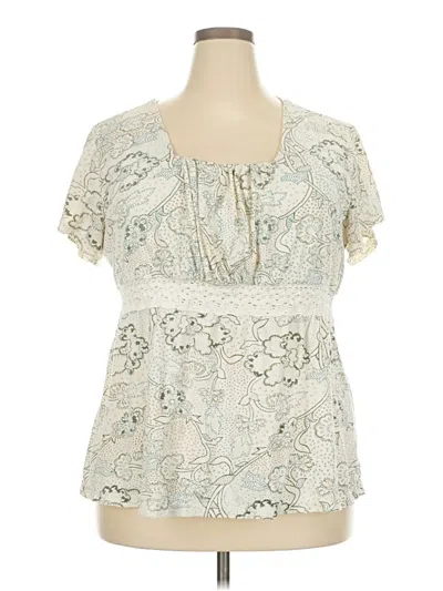 Pre-owned Venezia Short Sleeve Blouse In White