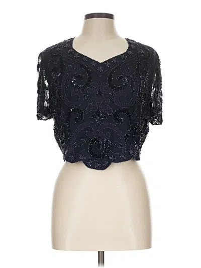Pre-owned Venezia Short Sleeve Top Black Sweetheart Neckline Tops