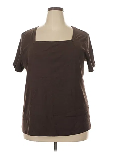 Pre-owned Venezia Short Sleeve Top Brown Scoop Neck Tops
