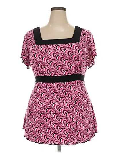 Pre-owned Venezia Short Sleeve Top Pink Square Neckline Tops