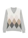 Vengera Argyle-pattern V-neck Sweater In Gray