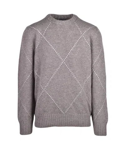 Vengera Beige Wool-blend Crewneck Sweater In Grey