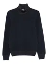 Vengera Blue Turtleneck Sweater With Textured Knit In Black