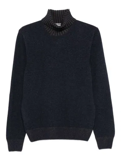 VENGERA BLUE TURTLENECK SWEATER WITH TEXTURED KNIT