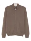 Vengera Brown Knit Sweater With Zip Closure In Gray