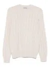 Vengera Cable Knit White Sweater In Neutral