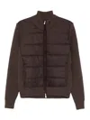 Vengera Quilted Brown Jacket With Knitted Sleeves In Brown
