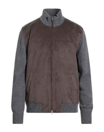 Vengera Man Cardigan Military Green Size 44 Virgin Wool, Polyester, Polyurethane In Brown