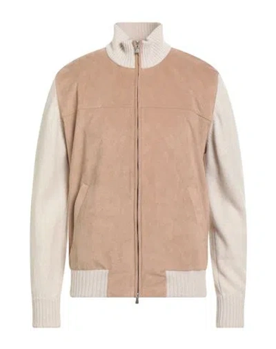 Vengera Man Cardigan Sand Size 42 Virgin Wool, Polyester, Polyurethane In Brown