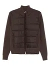Vengera Quilted Brown Jacket With Knitted Sleeves In Brown