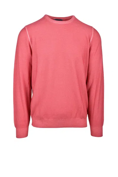 Vengera Red Crewneck Virgin Wool Sweater In Pink