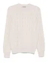 Vengera Cable Knit White Sweater In Neutral