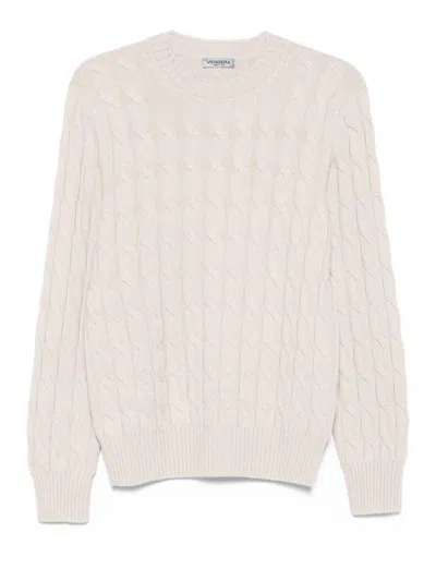 Vengera Cable Knit White Sweater In Neutral