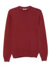 Vengera Classic Crew Neck Cashmere Sweater In Red In Black
