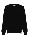 Vengera Classic Crew Neck Sweater In Virgin Wool In Black