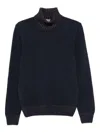 Vengera Blue Turtleneck Sweater With Textured Knit In Black