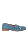 Veni Shoes Woman Loafers Slate Blue Size 10 Leather In Blue