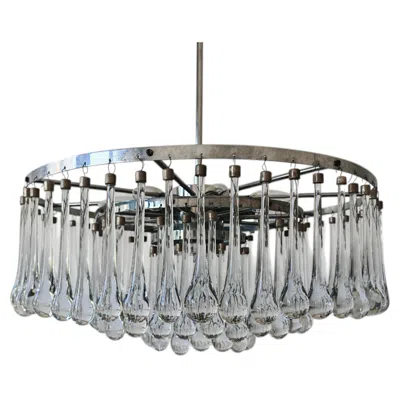 Pre-owned Venini 1 Of 2 Mid Century Murano Glass Chandelier "waterfall" By , Italy 1970s In Transparent