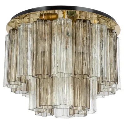 Pre-owned Venini 1 Of 2 Tronchi Murano Glass Flush Mount Light By  For Kalmar, Austria, 60s In Brown
