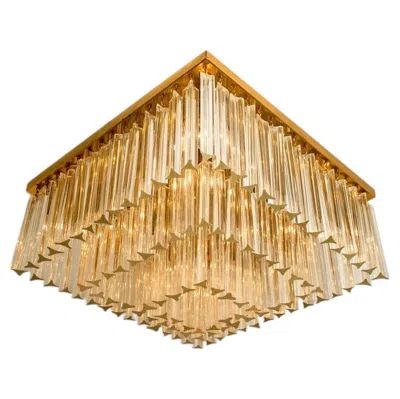 Pre-owned Venini 1 Of The 3 Xl Clear Gold Glass Flush Mounts In The Style Of , Italy 1970 In Brown