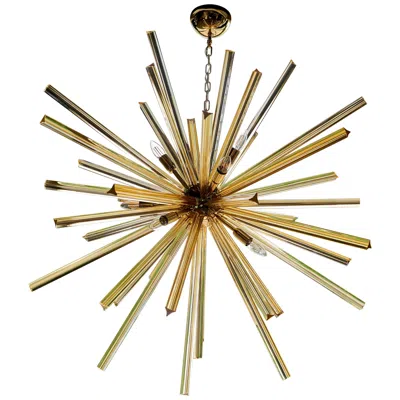 Pre-owned Venini 1 Or 2 Huge Brass And Amber Murano Glass Sputnik Chandelier  Style In Brown