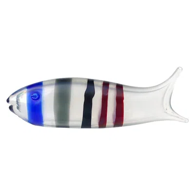 Pre-owned Venini 1930s Tyra Lundgren Murano Iridescent Italian Art Glass Fish Sculpture In Gray