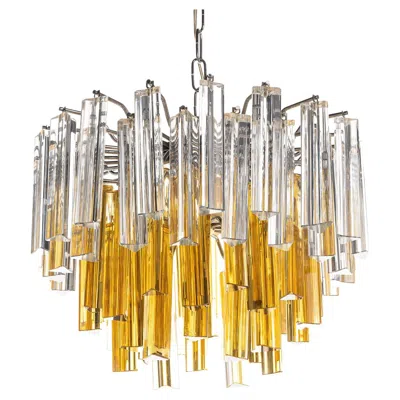 Pre-owned Venini 1960s Glass And Chrome Chandelier Attributed To  In Brown