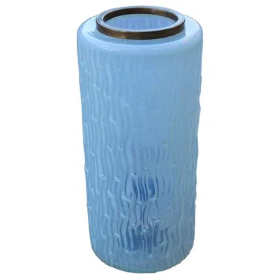 Pre-owned Venini 1960s Iridescent Murano Glass Cylinder Table Lamp Made In Italy, 1960s In Blue
