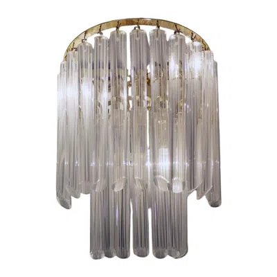 Pre-owned Venini 1960s, Italian Murano Wall Sconce Glass & Gilt Brass In The Manner Of  In Transparent