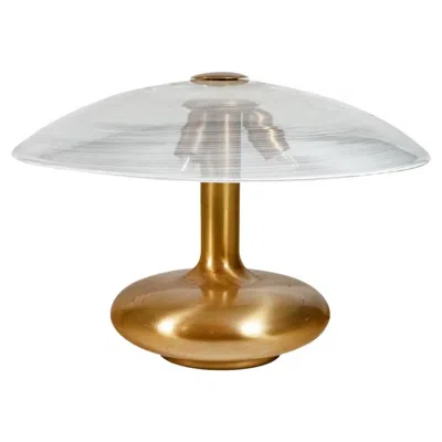 Pre-owned Venini 1960s Murano Filigrana Glass Shade With Brass Base Italian Design Table Lamp In Transparent
