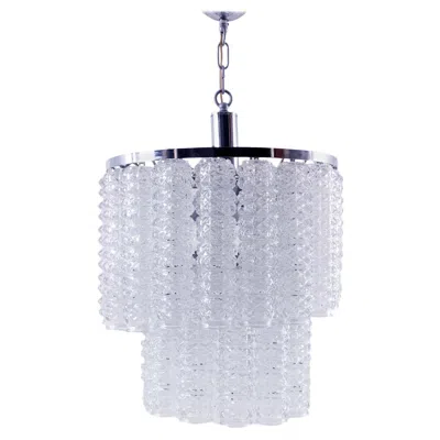Pre-owned Venini 1960s Venetian Chandelier, Transparent Blown Murano Glass, Style Of