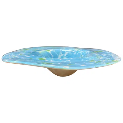 Pre-owned Venini 1970's Turquoise And Green Murano Centerpiece Bowl