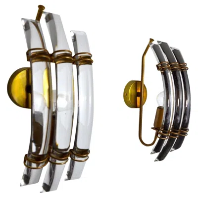 Pre-owned Venini 1970s Paolo  Wall Lamps, Italy, A Pair In Transparent