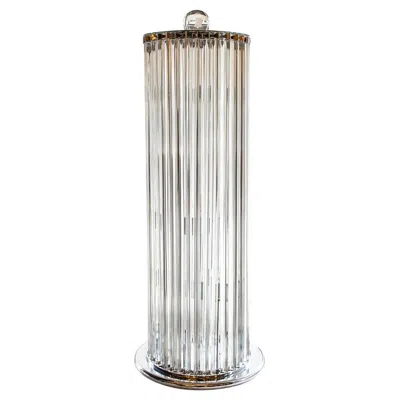 Pre-owned Venini 1970s Stunning Murano Blown Clear Glass Column Shaped Floor Lamp Italian In Transparent