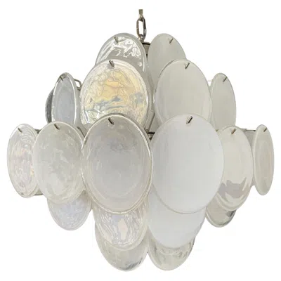 Pre-owned Venini 1970s Vintage Italian Murano Chandelier, 36 White Disks
