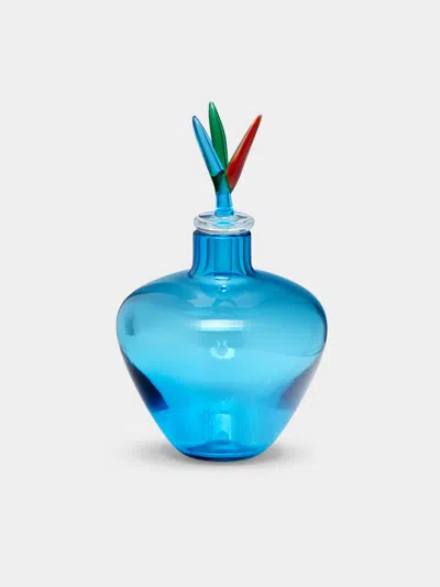Venini 1984 Laura De Santillana Monofiore Hand-blown Murano Glass Perfume Bottle  Abask Luxury Gift In Blue