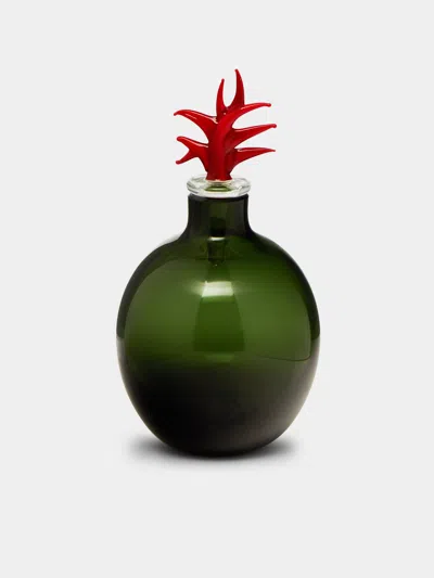 Venini 1988 Laura De Santillana Monofiore Hand-blown Murano Glass Perfume Bottle  Abask Luxury Gift In Green