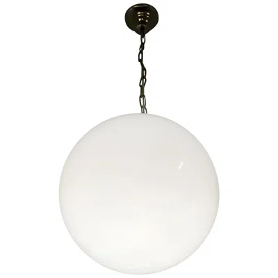 Pre-owned Venini 2 Large Mid-century Modern Murano Opaline Glass Sphere Chandeliers, Circa 1970 In Transparent