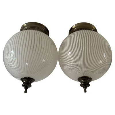 Pre-owned Venini 2 Mid-century Modern , ´tessuto´flush Mounts, Unused, Ca 1970 Murano Glass In Transparent