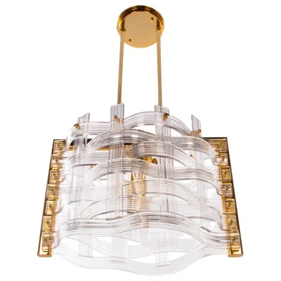 Pre-owned Venini 20" Nastri Chandelier Wave-shaped Murano Glass & Gold-plated Brass, 1970s