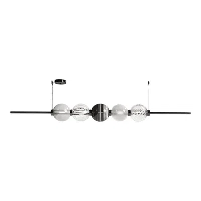 Pre-owned Venini 21st Century Abaco Shape 2, 5 Sphere Suspension Light In Crystal/grey/milk-white In Transparent