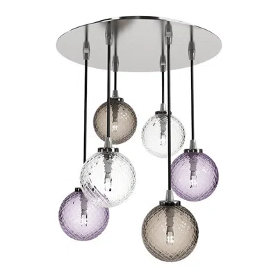 Pre-owned Venini 21st Century, Balloton Pendant Light Cluster In Crystal / Grey /indigo In Gray