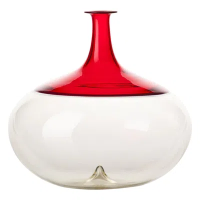 Pre-owned Venini 21st Century Bolle Glass Vase In Red/straw-yellow By Tapio Wirkkala In Sand
