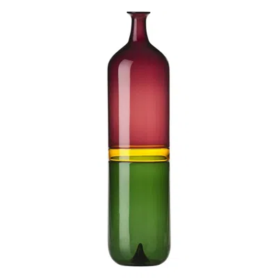 Pre-owned Venini 21st Century Bolle Vase In Amber Yellow/apple Green/violet By Tapio Wirkkala In Purple