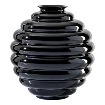 Pre-owned Venini 21st Century Deco Large Glass Vase In Black By Napoleone Martinuzzi