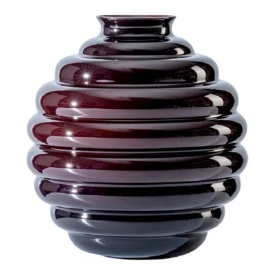 Pre-owned Venini 21st Century Deco Large Glass Vase In Blood Red By Napoleone Martinuzzi